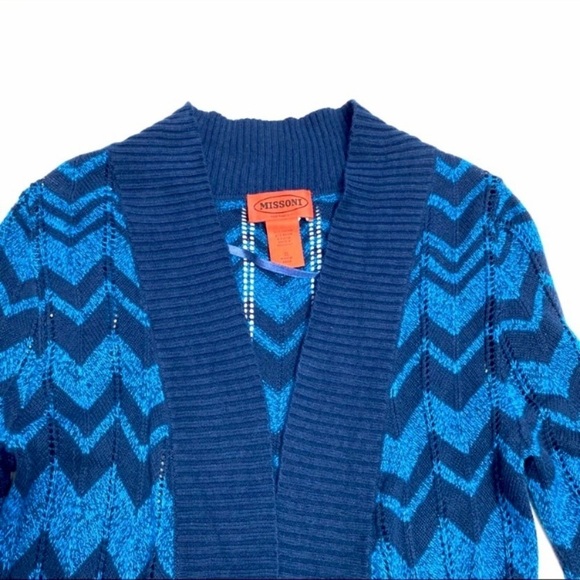 MISSONI by Target Zigzag Open Front long Cardigan in Blue - Picture 3 of 5
